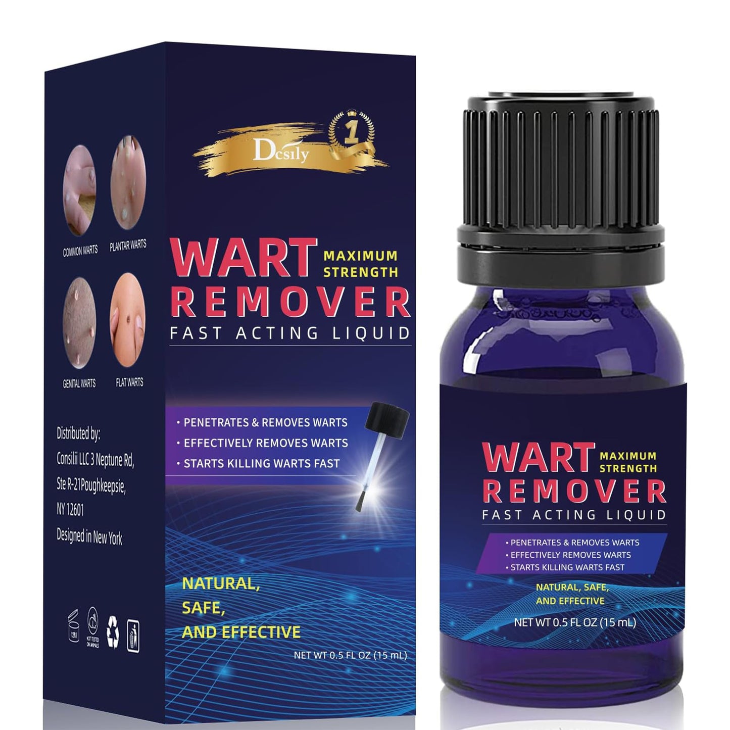 Fast Action Liquid Wart Gel Maximum Strength - Wart Liquid with Salicylic Acid - Fast-Acting Wart Liquid Freeze Off Designed for Warts, Plantar Wart, Genital Wart, Common Wart, Flat Wart, Corn, Callus